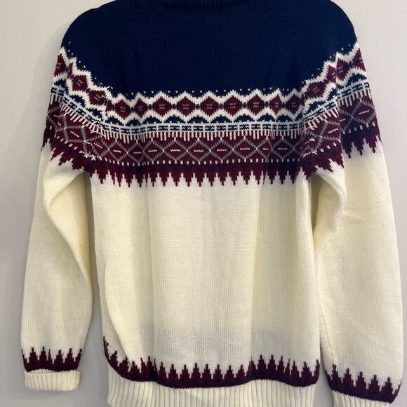 Towncraft Blue and Cream Crewneck Sweater with Nordic Design - Picture 4 of 6